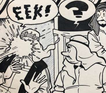 Suske en Wiske 50 - Originele pagina (p.40) Sjeik el Ro-Jenbiet - met luxe groot formaat hc  - (1963/2018) | Catawiki