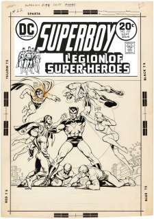  - "SUPERBOY" #197 COMIC BOOK COVER ORIGINAL ART BY NICK CARDY FEATURING THE LEGION OF SUPER-HEROES.