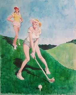 Boucq - Aquarelle originale - Golf | Catawiki