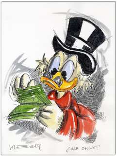 Donald Duck - Originele tekening - Uncle Scrooge "Cash Only" - Unicum (2019) | Catawiki