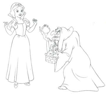 Snow White and the Wicked Queen - Studios Disney - JM Cardona - Original Production Drawing  - Dranw main - (1990) | Catawiki