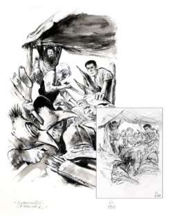 Follet | Bob Morane, illustration au lavis et Ã  la gouache… | Banque Dessinée