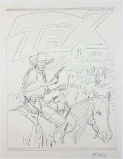 Tex Albo Speciale n. 7 - Ticci - original sketch cover "Il pueblo perduto" - Page volante - (1994) | Catawiki