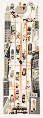 RICHARD ERDOES (1912-2008) Street scene from above. | Swann Galleries