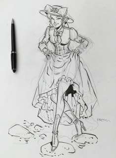 Meynet, Félix - Dessin original Ã  l’encre de Chine - Â«Â Le Passage Ã  sec de la RivièreÂ Â» | Catawiki