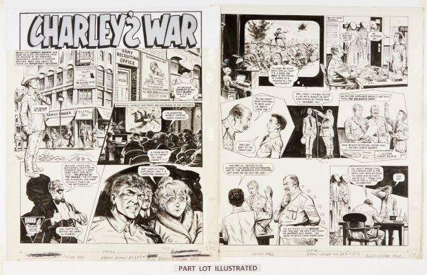 Charleys War: 3 original artworks (1979) by Joe Colquhoun with script… | Comic Book Auctions ltd
