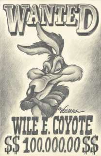 Wile E. Coyote - Original Drawing - Joan Vizcarra - Art de crayon | Catawiki
