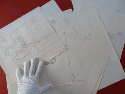 Tintin - 10 x croquis préparatoire pour film d animation - On a marché sur la lune - (années 60) - Page volante | Catawiki