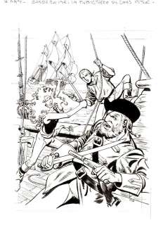 Couverture originale de la série BARBE ROUGE La flibustière du sans pitié par CHRISTIAN GATY.