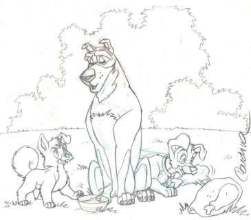 The Lady & The Tramp - Disney Studios - Original Production Drawing - JM Cardona  - Art au crayon original - (1990) | Catawiki