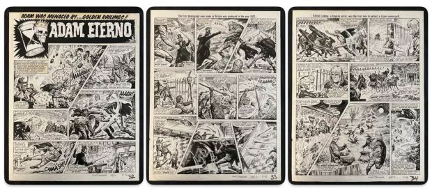 Lot 291 - ADAM ETERNO - 3 pages of original black/white consecutive interior comic art which appeared in | Excalibur Auctions