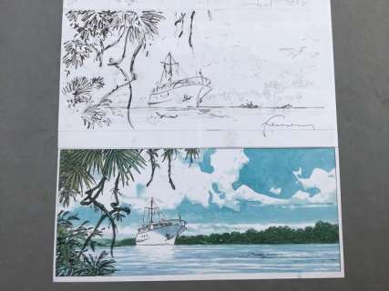 Hermann - Planche originale crayonnés avec une superbe strip encre noire Â«Â Le CormoranÂ Â» - Bernard Prince (2010) | Catawiki