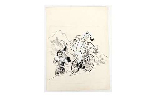 Anonyme Superbe... | ANONYME Superbe illustration représentant Pif et Hercule... | Vermot et Associés