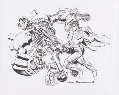 SUPERMAN VS METALLO ORIGINAL ART COMMISSION BY JOHN BOGDANOVE. | Hake’s