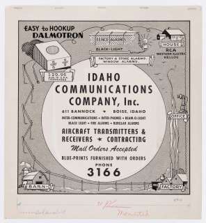 EDGAR CHURCH ORIGINAL ART IDAHO COMMINICATIONS COMPANY AD. | Hake’s