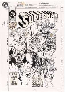 SUPERMAN VOL. 2 #65 COMIC BOOK COVER ORIGINAL ART BY DAN JURGENS.