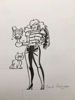 Franka - Schets + Inktversie van vignet backcover "De blauwe Venus" | Catawiki