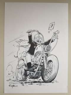 Les bikers ont du coeur - Originele illustratie + 5 prenten - Gomès, Francois - . (2019) | Catawiki