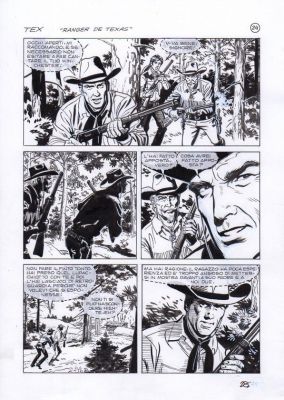 Ernesto Garcia Seijas | Tavola originale per TEX 598 ‘la prova del fuoco’. Cm. 25 x 35. Anno di esecuzione 2010. Pag 28. | Art e Fumetto
