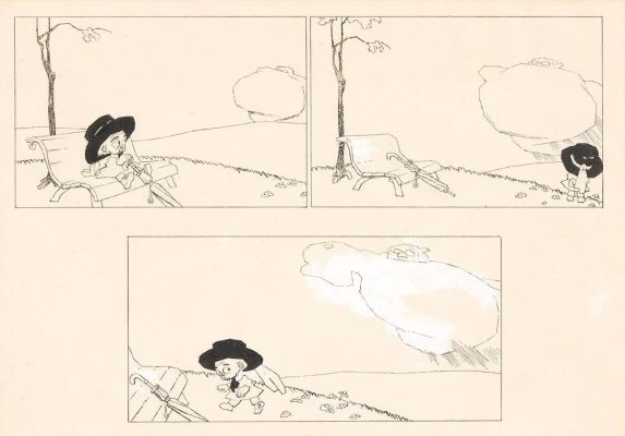Lot 157 - Lyonel Feininger, (1871-1956), Wee Willie Winkie: "It’s a big fat Aunty-Cloud!" 2 sets of 3 panels. 1906. | Swann Galleries
