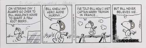 Charles Schulz original Peanuts daily comic strip featuring â€œSnoopyâ€ as the â€œFlying Aceâ€. | Profiles in History