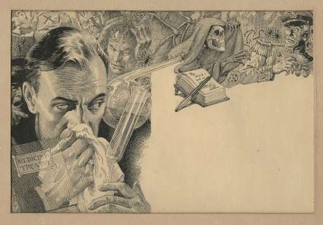 Lawrence Sterne Stevens illustration for Universe Science Fiction story â€œMan with the Broken Noseâ€. | Profiles in History