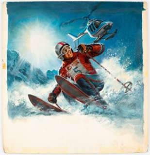 Samson Pollen - Skiing Painting Original Art (c. 1980s).... | Heritage