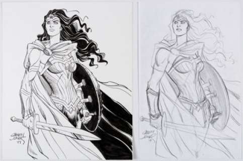 Jones, Casey - Casey Jones - Wonder Woman Poster Illustration Original Art Group of 2 (2017).... (Total: 2 Original Art)