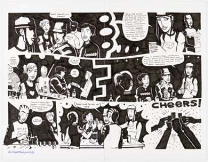 Mahfood, Jim - Jim Mahfood Grrl Scouts: Work Sucks #4 Double-Story Page 18-19 Original Art (Image, 2003)....