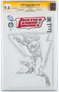 Grell, Mike | Mike Grell Justice League of America #50 Hero Initiative Edition Sketch Cover Original Art Signature Series (DC, 2... | Heritage