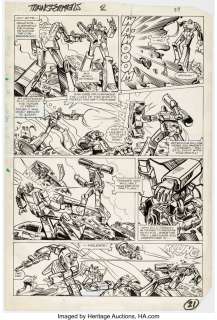 Springer, Frank - Frank Springer and Kim DeMulder The Transformers #2 Story Page 21 Optimus Prime vs. Megatron Original Art (Marvel,...