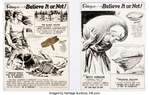 Ripley, Robert | Robert Ripley and Paul Frehm Ripley’s Believe It Or Not! Daily Comic Strip Original Art Group of 6 (King Features ... (Total: 6 Original Art) | Heritage