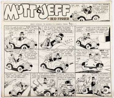 Smith, Al - Al Smith (as Bud Fisher) Mutt and Jeff Sunday Comic Strip Inscribed Original Art dated 4-29-45 (H.C. Fisher/Bell S...