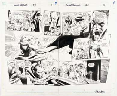 Colan, Gene | Gene Colan and Al Williamson The Tomb of Dracula #3 Double Page Spread 2-3 Original Art (Marvel/Epic, 1991).... | Heritage