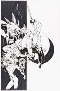 Maus, Bill - Bill Maus Zen Intergalactic Ninja Milestone #3 Nira X Cover Original Art (Entity-Parody, 1994)....