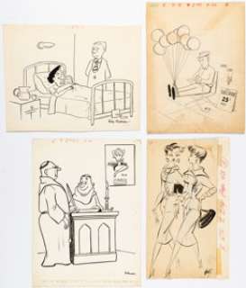 Gag Cartoonist - Bo Brown and Others - Humorama Gag Cartoon Illustration Original Art Group of 4 (Humorama, 1958-1965).... (Total: 4 Original Art)