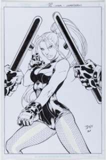 Ed Benes and Rob Lean - Birds of Prey #56 Cover Re-Creation Illustration Original Art (undated).