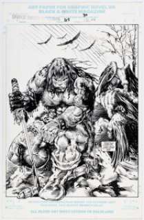 Rey Garcia The Savage Sword of Conan #215 Conan Pin-Up Illustration Original Art (Marvel, 1993).