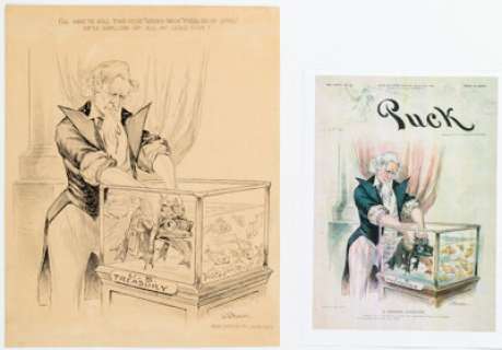 John S. Pughe Puck V36 #934 Cover Original Art and Reproduction Group of 2 (Keppler & Schwarzmann, 1895). (Total: 2 Original Art) | Heritage