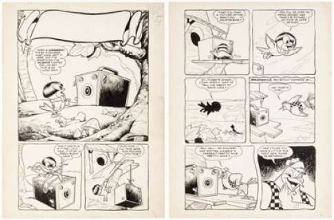 Dave Tendlar - Chauncey Chip and Johnny Jay Complete 6-Page Story Original Art (c. 1940s). (Total: 6 Original Art)