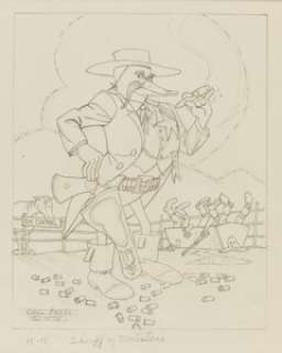 Carl Barks "Sheriff of Tombstone" Painting Preliminary Original Art (1978). | Heritage