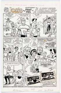 Dan DeCarlo and Jim DeCarlo (attributed) - Josie Hostess Fruit Pies Complete 1-Page Ad "A Lift for a Chairlift" Original Art and Color Production Materials Group of 3 (Archie, 1978). (Total: 3 Original Art) | Heritage