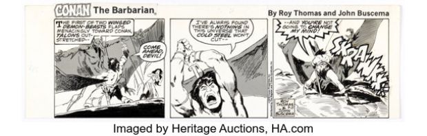 John Buscema Conan the Barbarian Daily Comic Strip Original Art dated 9-15-78 (Register and Tribune Syndicate, 1978). | Heritage