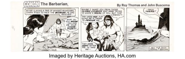 John Buscema Conan the Barbarian Daily Comic Strip Original Art dated 9-18-78 (Register and Tribune Syndicate, 1978). | Heritage