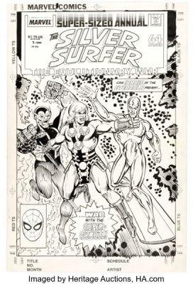 Michael Higgins and Joe Rubinstein Silver Surfer Annual #1 Cover Original Art (Marvel, 1988). | Heritage