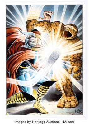 Giorgio Comolo Fantastic Four #73 Thor vs. The Thing Splash Page 11 Re-Imagining Illustration Original Art (2008).