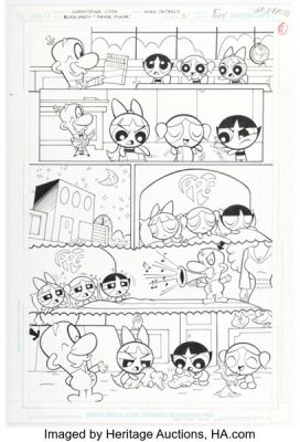 Christopher Cook and Mike DeCarlo Cartoon Network Block Party #31 Powerpuff Girls Story Page 5 Original Art (DC, 2007). | Heritage