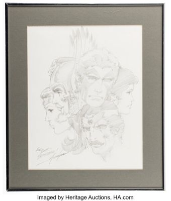 Mike Grell - Warlord, Starslayer, and Jon Sable Sketch Original Art (undated).
