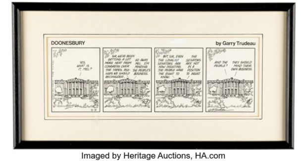 Garry Trudeau Doonesbury Daily Comic Strip Original Art dated 9-18-73 (Universal Press Syndicate, 1973). | Heritage