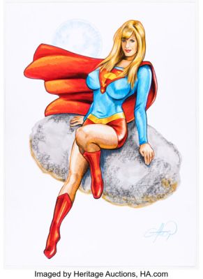 Claudio Aboy - Supergirl Pin-Up Illustration Original Art (undated). | Heritage